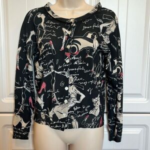 BCBG Cardigan Vtg Parisian Ladies Fashion Models French Poetry Lipstick Shoes